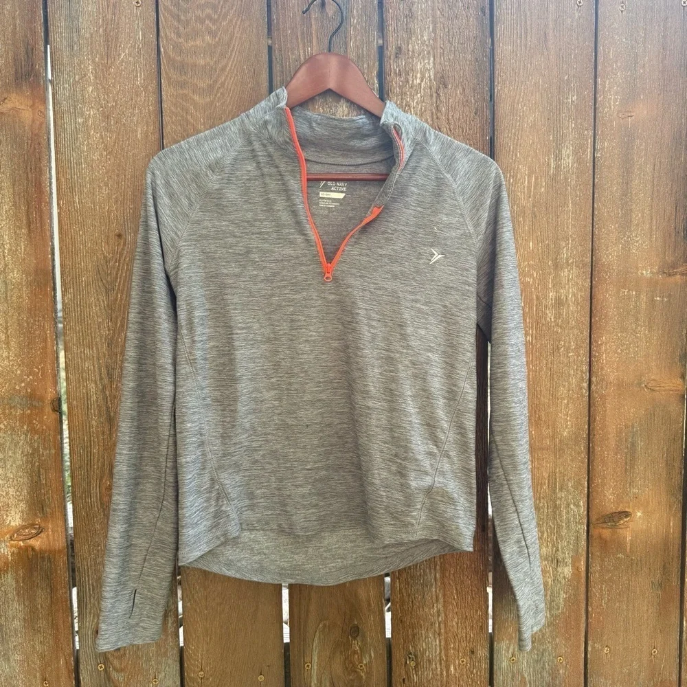 OLD NAVY Girls Gray Pullover 1/4 Zip Long Sleeve Sweatshirt Size 14